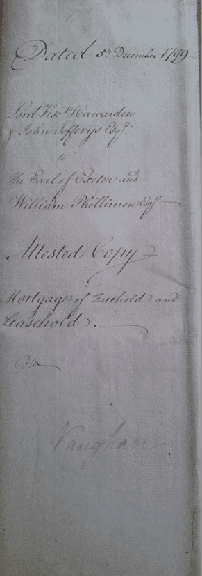 5 December 1799 mortgage with the Earl of Exeter