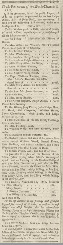 letter about ralph allens will bath chronicle 23 august 1764 265x1024