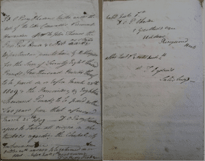 Letter from 1809 offering John Thomas Prior Park for £28,000 (Bath Record Office Acc446)