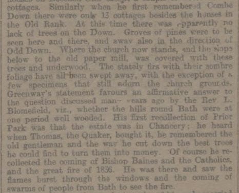 Part of interview with 'Old John' Greenway - Bath Chronicle and Weekly Gazette - Thursday 19 March 1896