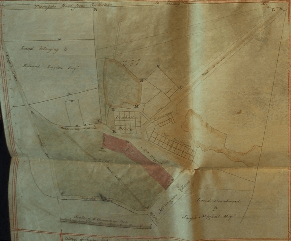 Plan from Lease and Release of Isabella Place on Combe Down dated 15-16 January 1805