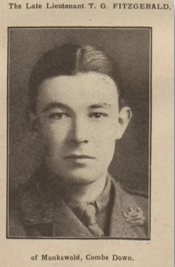 Death of Lieutenant Fitzgerald, Bath Chronicle, Saturday 12 August 1916