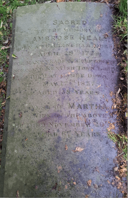 grave of ambrose heal at st michaels monkton combe