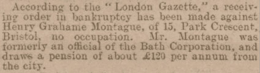henry graham montague reported bankrupt bath chronicle thursday 13 april 1911