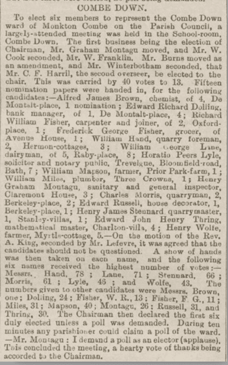 Parish Council elections, Bath Chronicle, Wednesday 5 December 1894