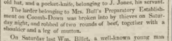 theft from mrs bull bath chronicle thursday 15 february 1827