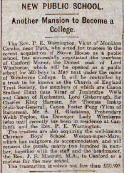 Warrington and Canford - Sheffield Daily Telegraph - Monday 18 December 1922
