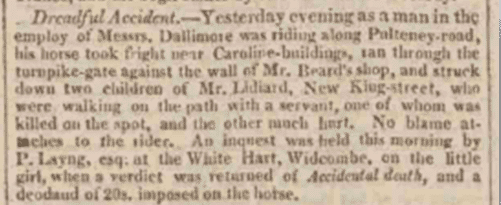 william bye lidiard family tragedy bath chronicle thursday 9 august 1821