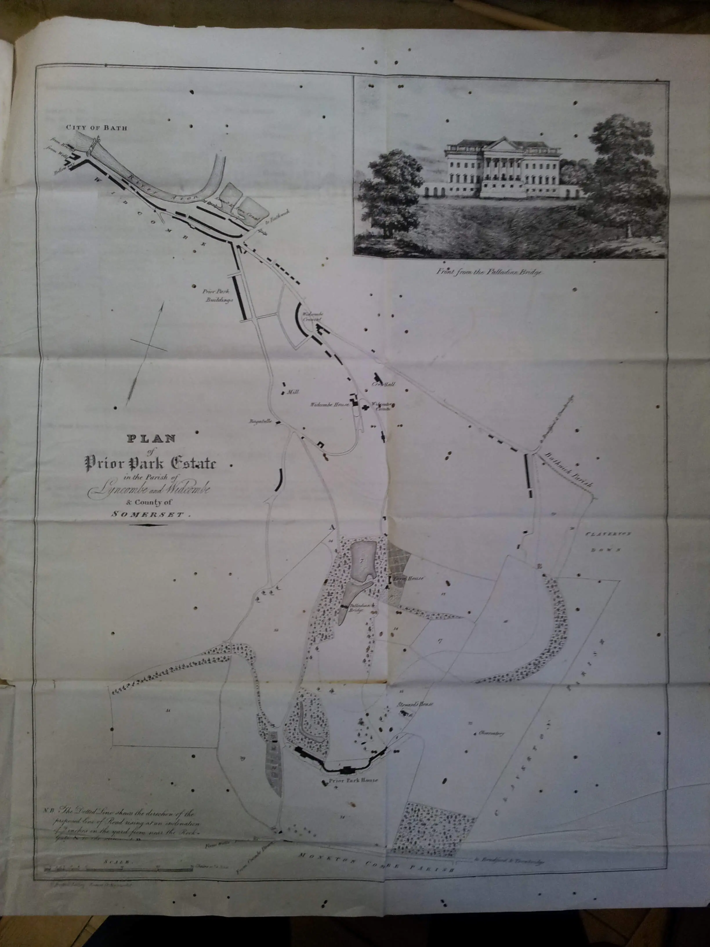 Map details of sale particulars for Prior Park in 1808