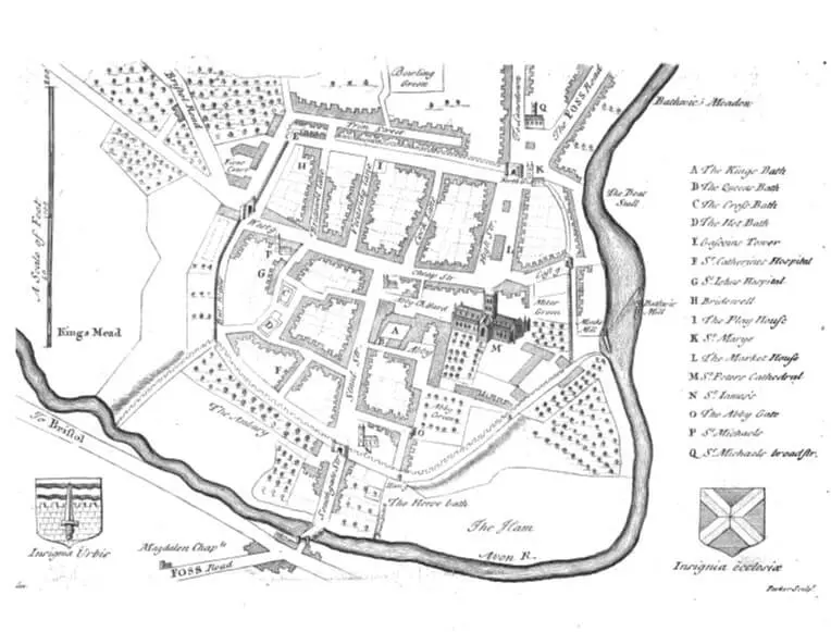 Map of Bath from page 339 of Itinerarium Curiosum