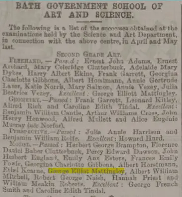 George Elliott Mattingley - Bath Chronicle and Weekly Gazette - Thursday 13 August 1885