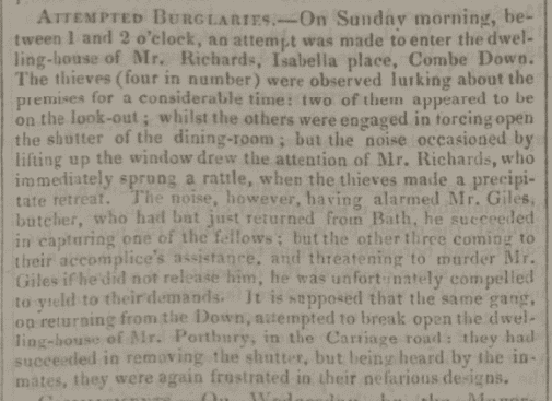Attempted burglary at Mr. Richards - Bath Chronicle and Weekly Gazette - Thursday 18 June 1835