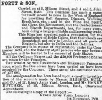 excerpt from fortt merger bath chronicle and weekly gazette thursday 14 november 1889