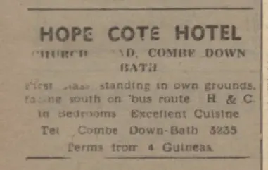 Hope Cote Hotel - Bath Chronicle and Weekly Gazette - Saturday 18 January 1947