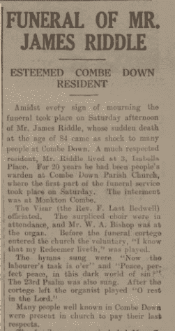 james riddle funeral bath chronicle and weekly gazette saturday 18 january 1936