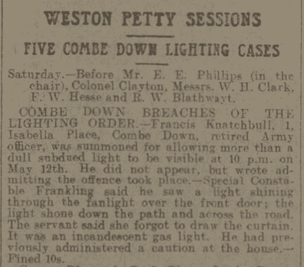 knatchbull lighting offense bath chronicle and weekly gazette saturday 27 may 1916