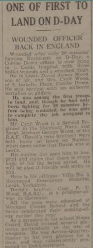 lieutenant david wood injured bath chronicle and weekly gazette saturday 24 june 1944