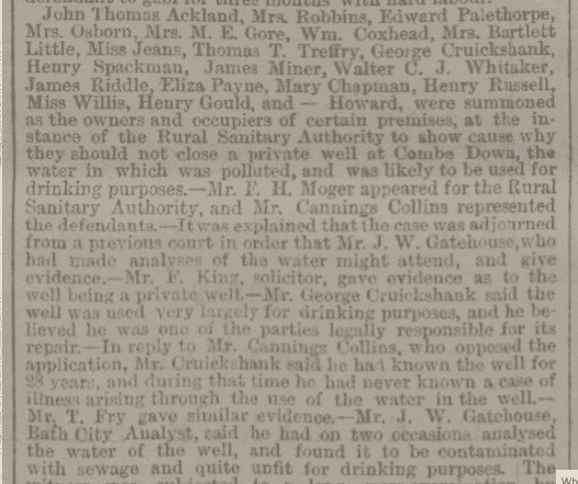 Polluted well - Bath Chronicle and Weekly Gazette - Thursday 22 February 1883