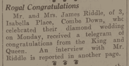 riddle diamond wedding bath chronicle and weekly gazette saturday 15 october 1932