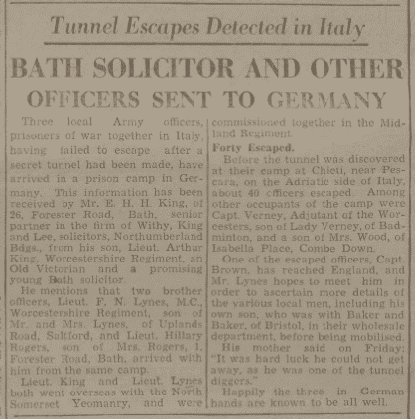 tunnel escapers bath chronicle and weekly gazette saturday 20 november 1943