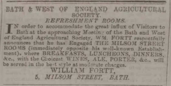 William Fortt refreshment rooms - Bath Chronicle and Weekly Gazette - Thursday 25 May 1854