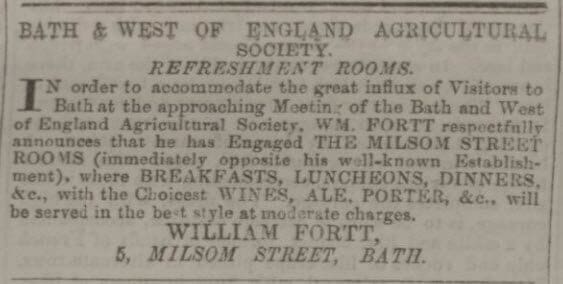 William Fortt refreshment rooms - Bath Chronicle and Weekly Gazette - Thursday 25 May 1854