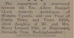 Engagement of Ven Albert Bushnell Lloyd - Bath Chronicle and Weekly Gazette - Friday 2 June 1933