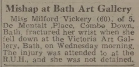 Miss Milford Vickery injured - Bath Chronicle and Weekly Gazette - Saturday 18 June 1949