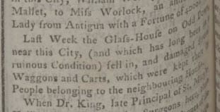 The Glasshouse falls down - Bath Chronicle and Weekly Gazette - Thursday 19 January 1764