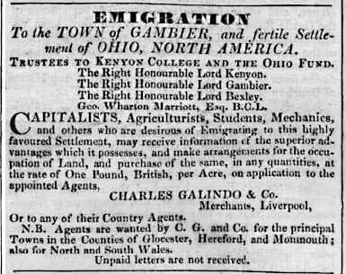 Charles Galindo advert - Hereford Journal - 11 Aug 1830