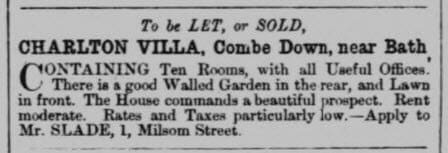 Charlton Villa to be let or sold - Bath Chronicle and Weekly Gazette - Thursday 26 April 1860