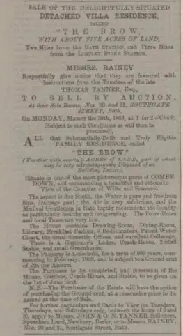 Details on sale of The Brow - Bath Chronicle and Weekly Gazette - Thursday 5 March 1863