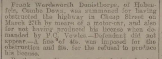 Frank Wordsworth Donisthorpe - Bath Chronicle and Weekly Gazette - Thursday 11 April 1907