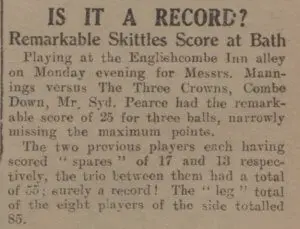 Is it a record skittles score - Bath Chronicle and Weekly Gazette - Saturday 20 May 1933