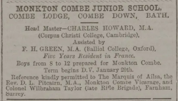 Monkton Combe Junior School at Combe Lodge - Bath Chronicle and Weekly Gazette - Thursday 31 December 1891