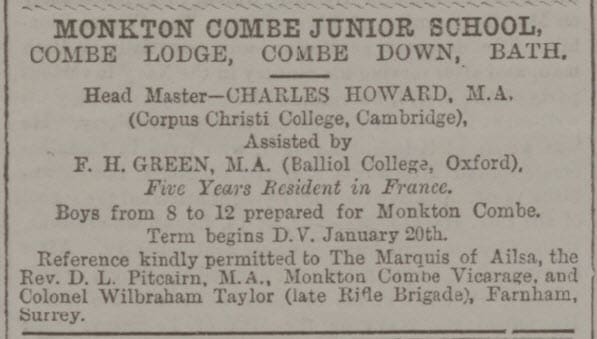 Monkton Combe Junior School at Combe Lodge - Bath Chronicle and Weekly Gazette - Thursday 31 December 1891