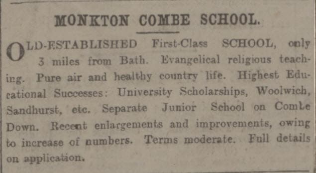 monkton combe school bath chronicle and weekly gazette thursday 26 october 1899