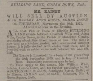 Rutland Villa land sale - Bath Chronicle and Weekly Gazette - Thursday 16 November 1871