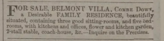 Belmont Villa for sale - Bath Chronicle and Weekly Gazette - Thursday 28 March 1861