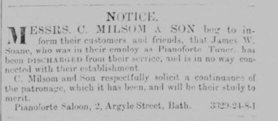 C Milsom & J W Soane - Wiltshire Independent - Thursday 24 August 1865