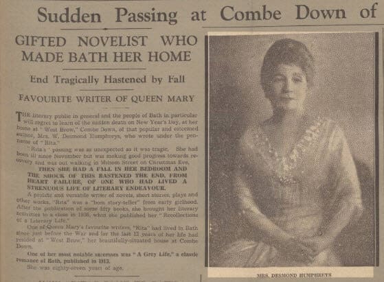 Death of 'Rita' - Bath Chronicle and Weekly Gazette - Saturday 8 January 1938