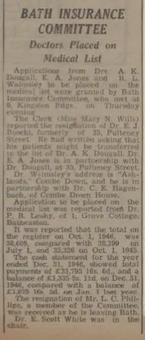Dr Robert Lane Walmsley - Bath Chronicle and Weekly Gazette - Saturday 1 February 1947