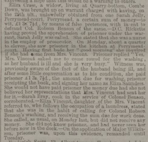 eliza cross charged bath chronicle and weekly gazette thursday 8 september 1881