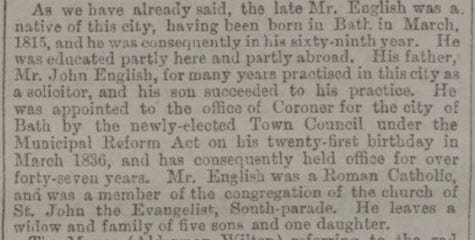 extract from obituary of alban h english bath chronicle and weekly gazette thursday 13 december 1883