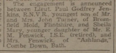 Fenwick engagement - Bath Chronicle and Weekly Gazette - Saturday 17 August 1946
