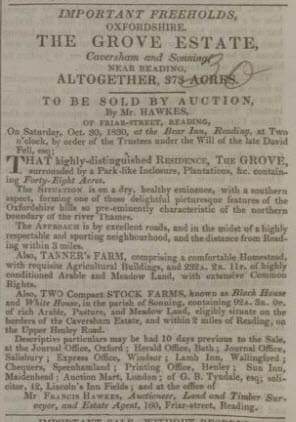 Francis Hawkes advert from 1830 - Bath Chronicle and Weekly Gazette - Thursday 28 October 1830