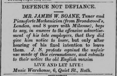 J W Soane & C Milsom - Wiltshire Independent - Thursday 24 August 1865
