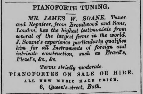 James W Soane advert - Devizes and Wiltshire Gazette - Thursday 28 September 1865