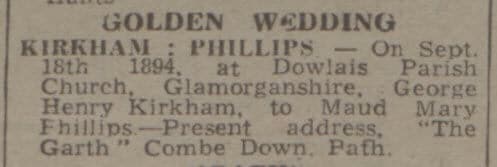 Kirkham golden wedding - Bath Chronicle and Weekly Gazette - Saturday 16 September 1944