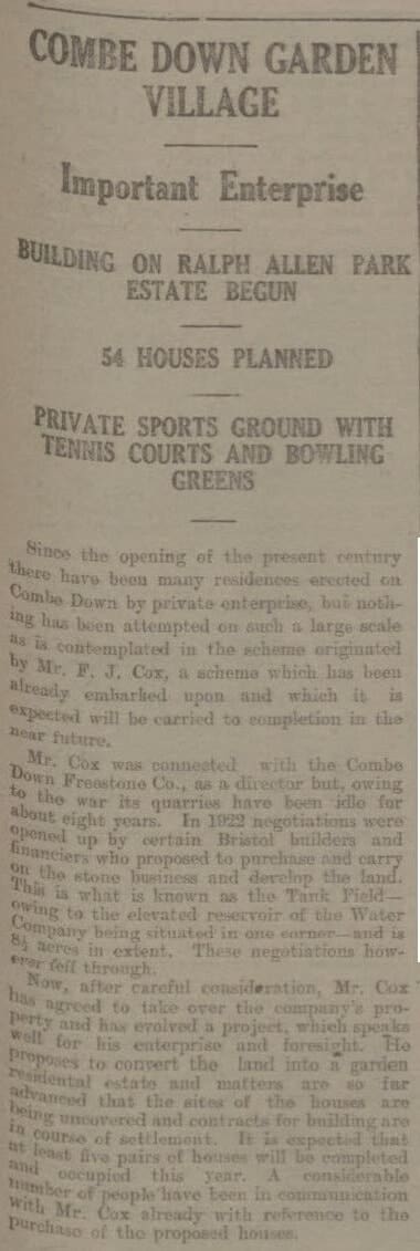 L Combe Down Garden Village - Bath Chronicle and Weekly Gazette - Saturday 24 March 1923